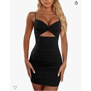 Lagshian black cutout bodycon coquette romantic evening mini dress size XS